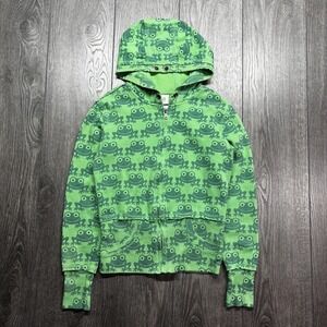 Vintage Frogs Y2k Womens Small Zip Up Hoodie All Over